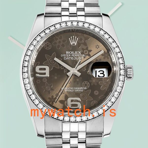 Rolex Datejust 116244BFAJ 36mm Men's Diamond Bezel Silver-tone