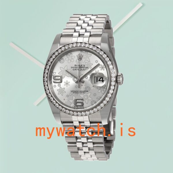 Rolex Datejust 116244SFAJ 36mm Men's Silver Floral Dial - Image 2