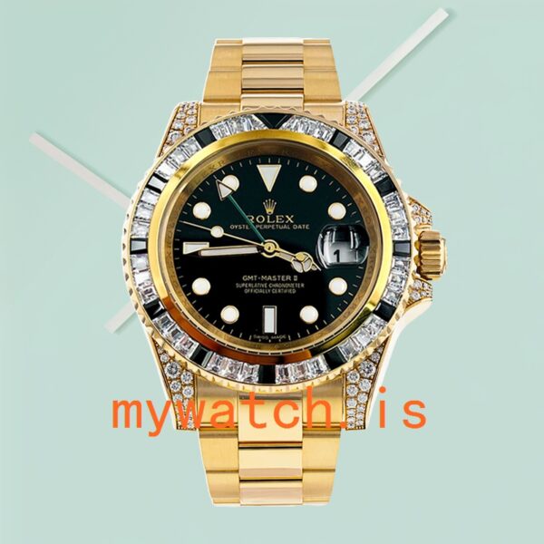 Rolex GMT-Master II Men's 40mm 116758 Diamond Bezel Green Dial - Image 2