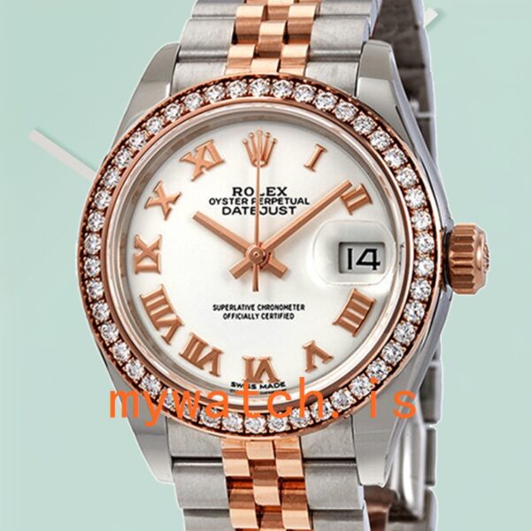 Rolex Datejust 28mm Ladies m279381rbr-0021 Diamond Bezel White Dial