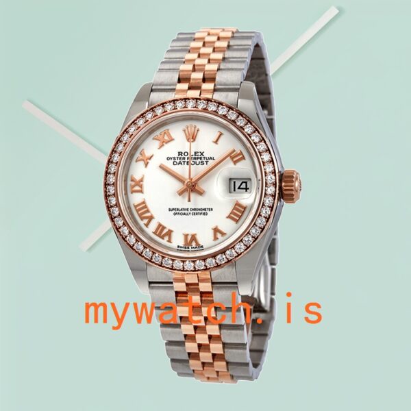 Rolex Datejust 28mm Ladies m279381rbr-0021 Diamond Bezel White Dial - Image 2