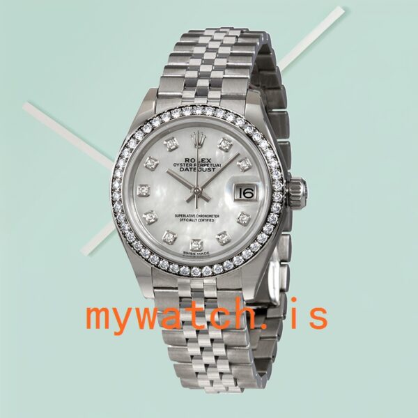 Rolex Datejust m279384rbr-0011 Ladies 28mm Mother of Pearl Dial Diamond Bezel - Image 2