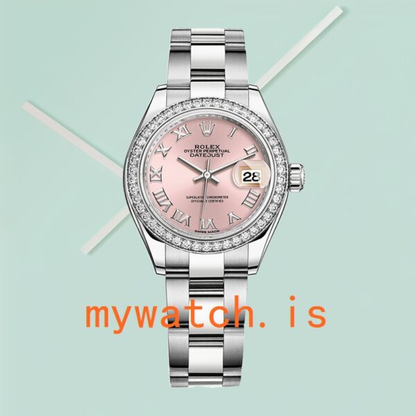 Rolex Datejust Ladies 28mm m279384rbr-0006 Diamond Bezel Pink Dial - Image 2