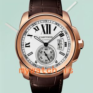 Cartier Calibre 42mm Men's W7100009 Automatic Leather Strap