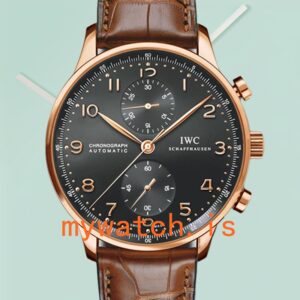 IWC Portuguese Chrono IW371210 Men's 44mm/41mm Rose Gold-tone Leather Strap