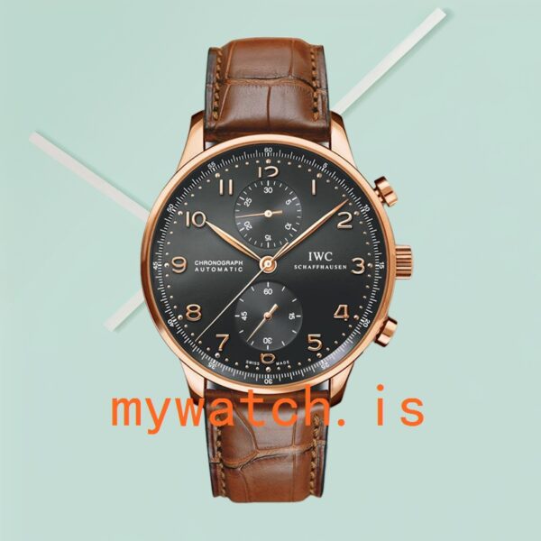 IWC Portuguese Chrono IW371210 Men's 44mm/41mm Rose Gold-tone Leather Strap - Image 2