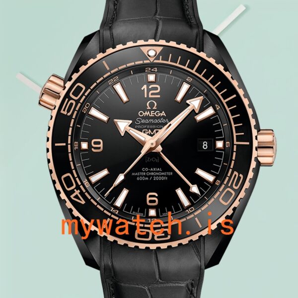 Omega Seamaster 45mm Men 215.63.46.22.01.001 Leather Strap Black Dial