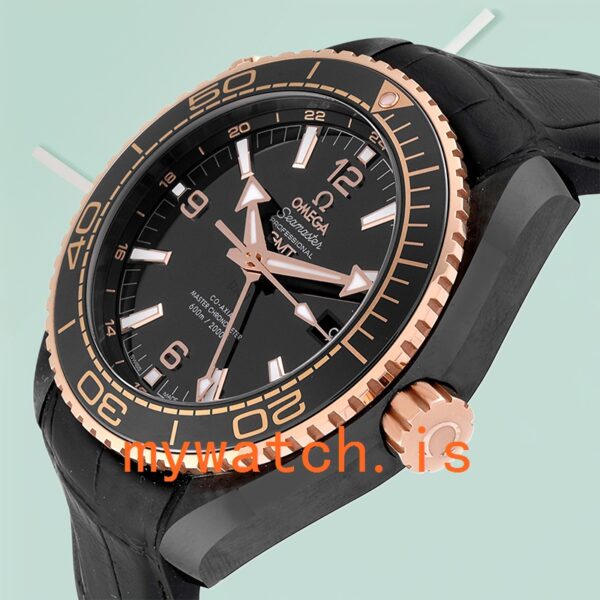 Omega Seamaster 45mm Men 215.63.46.22.01.001 Leather Strap Black Dial - Image 3