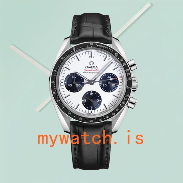 Omega Speedmaster 42mm Men 522.30.42.30.04.001 Leather Strap Silver-tone - Image 2