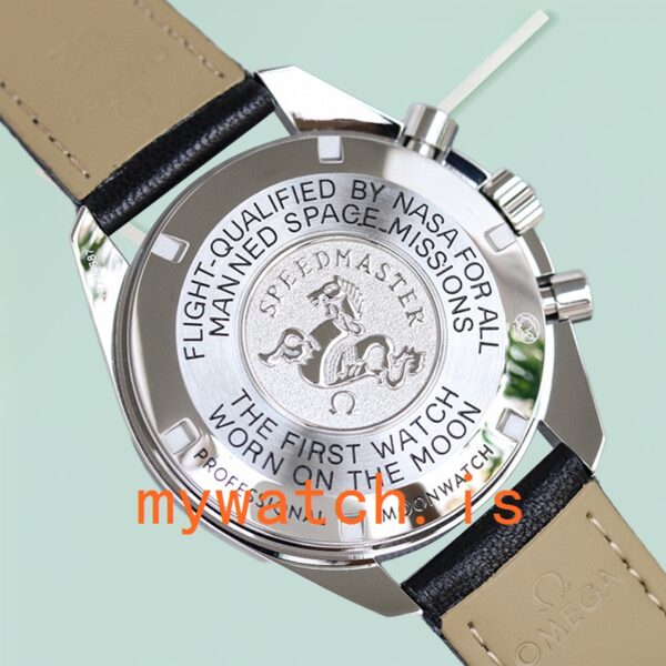 Omega Speedmaster 42mm Men 522.30.42.30.04.001 Leather Strap Silver-tone - Image 4