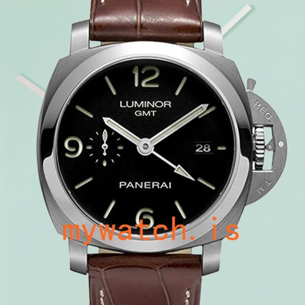 Panerai Luminor GMT PAM00320-001 Men's 44mm Leather Strap Black Dial