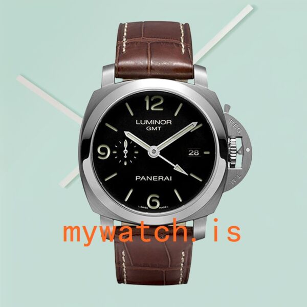 Panerai Luminor GMT PAM00320-001 Men's 44mm Leather Strap Black Dial - Image 2