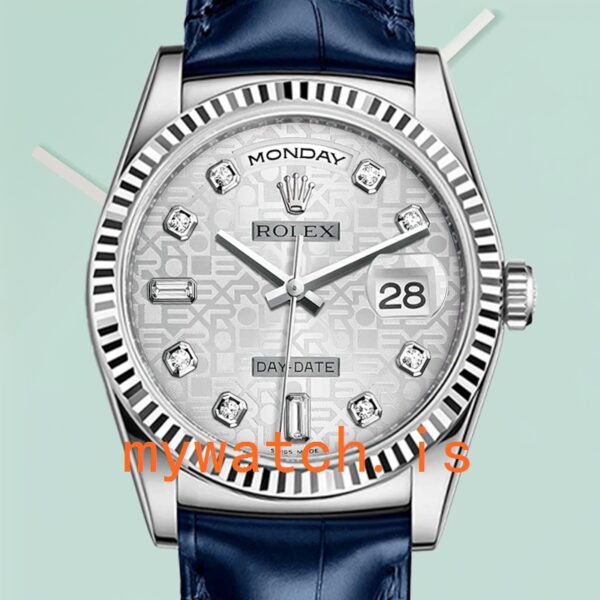 Rolex Day-Date Men's m118139-0092 36mm Silver Jubilee Dial Silver-tone