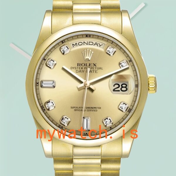 Rolex Day-Date 36mm 118208 Men's Stainless Steel Champagne Dial