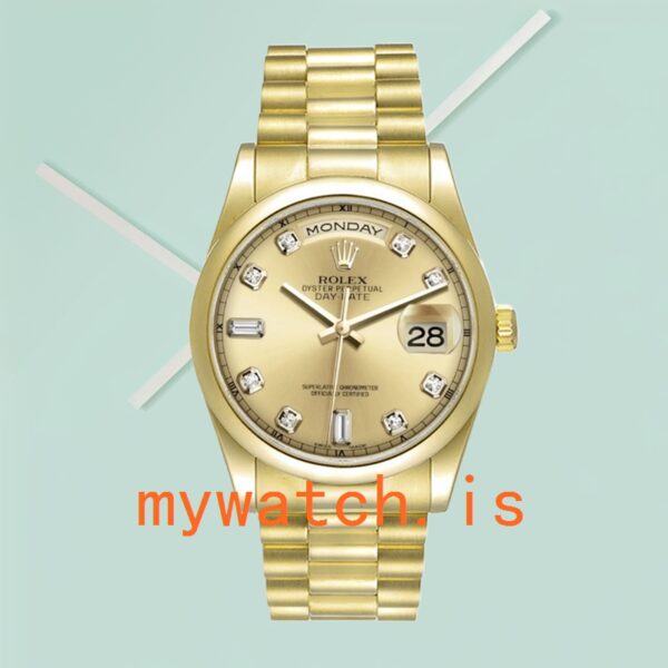 Rolex Day-Date 36mm 118208 Men's Stainless Steel Champagne Dial - Image 2