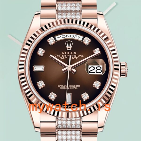 Rolex Day-Date 36mm Men's m128235-0038 Stainless Steel Brown Dial
