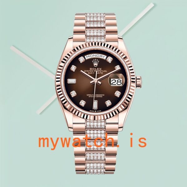 Rolex Day-Date 36mm Men's m128235-0038 Stainless Steel Brown Dial - Image 2
