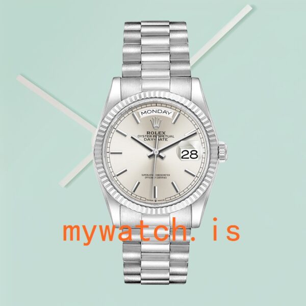 Rolex Day-Date Men's 36mm m128239-0005 Silver-tone President Bracelet - Image 2