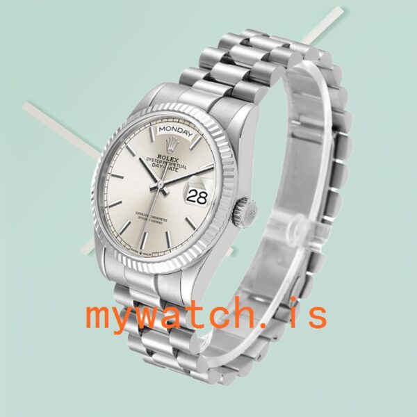 Rolex Day-Date Men's 36mm m128239-0005 Silver-tone President Bracelet - Image 3