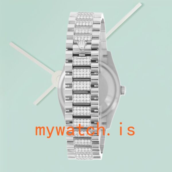 Rolex Day-Date Men's m128349rbr-0012 36mm Silver-tone Diamond Bezel - Image 4