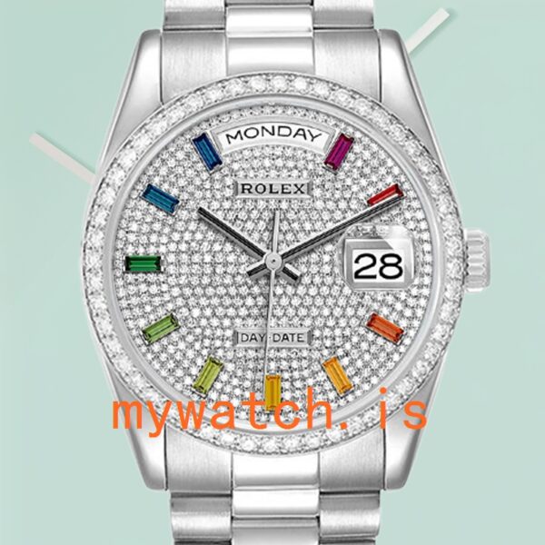 Rolex Day-Date Men's m128349rbr-0006 36mm Diamond Paved Dial Automatic