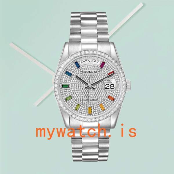 Rolex Day-Date Men's m128349rbr-0006 36mm Diamond Paved Dial Automatic - Image 2