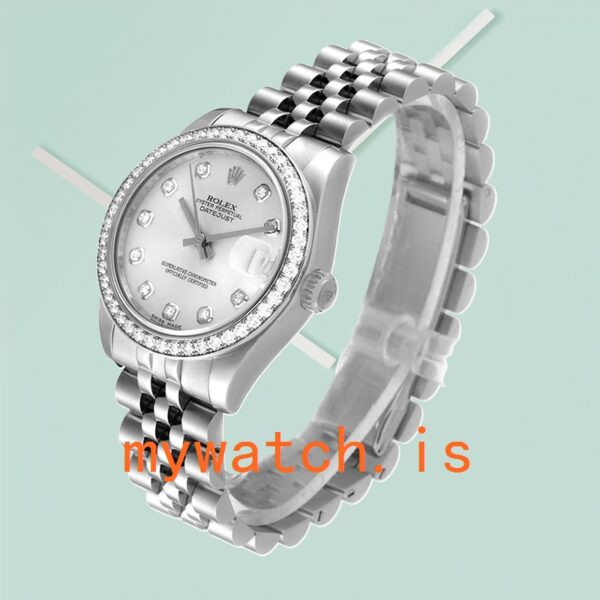 Rolex Datejust 31mm Unisex m178384-0003 Silver Dial Diamond Bezel - Image 3