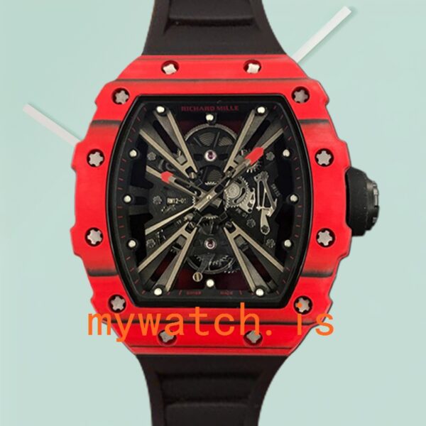 Richard Mille RM12-01 Men Around 50*42mm RM12-01-010 Carbon Fiber Transparent Dial