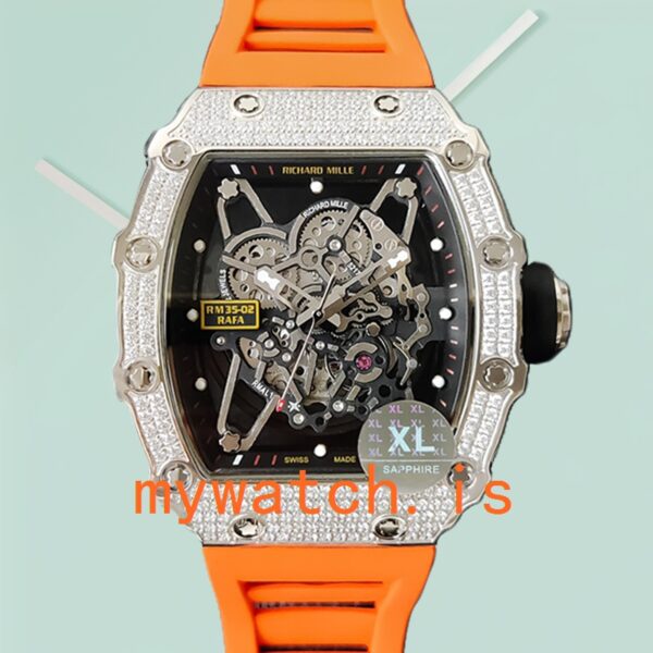 Richard Mille RM35-02 RM35-02-022 Men Around 45mm Silver-tone Rubber Band