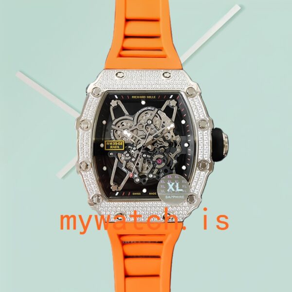 Richard Mille RM35-02 RM35-02-022 Men Around 45mm Silver-tone Rubber Band - Image 2