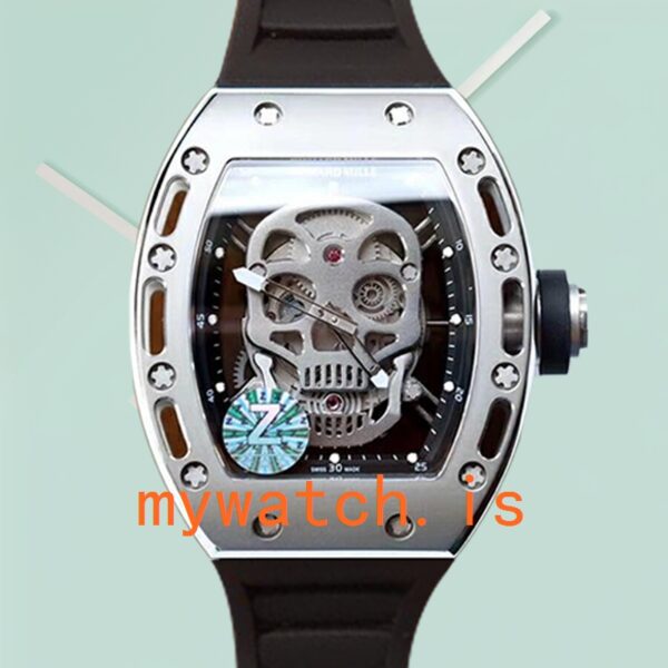 Richard Mille RM52-01 Men Around 50*43mm RM52-01-003 Silver Skull Dial Mechanical