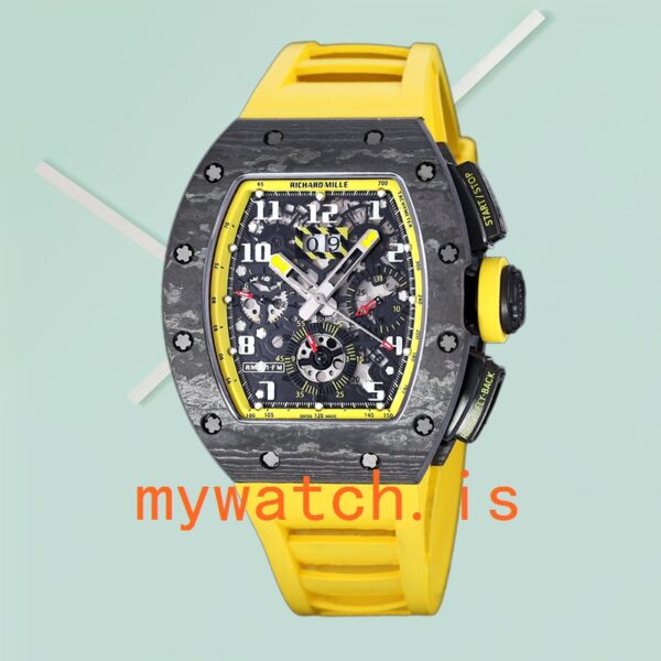 Richard Mille RM 011 Men 50*40mm RM 011-031 Rubber Band Black - Image 2