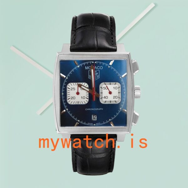 Tag Heuer Monaco CAW2111 40mm Men's Leather Strap Silver-tone - Image 2