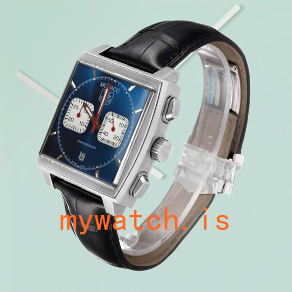 Tag Heuer Monaco CAW2111 40mm Men's Leather Strap Silver-tone - Image 3