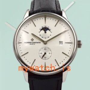 Vacheron Constantin Patrimony 40mm PatrimonyWSL-005 Men Leather Strap Silver-tone